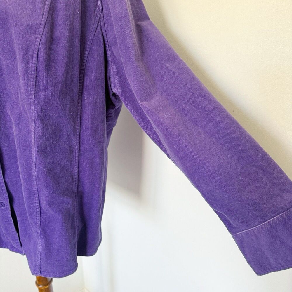 Women's Vtg Y2K Purple Cord Corduroy Shacket Shirt Jacket 3X Cotton Stretch - Picture 7 of 16